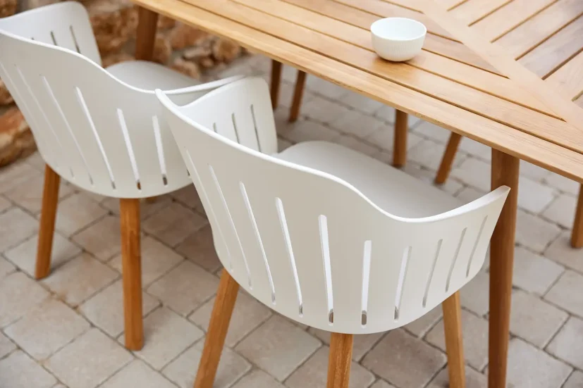 Choice matstol vit/teak