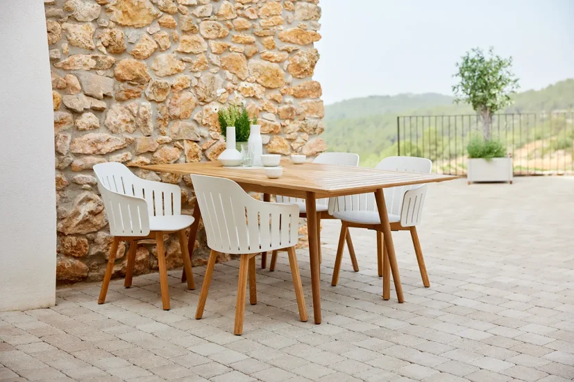 Choice matstol vit/teak