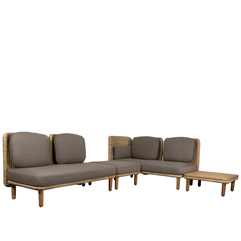 Arch hörnsoffa låg med sidobord natur/taupe