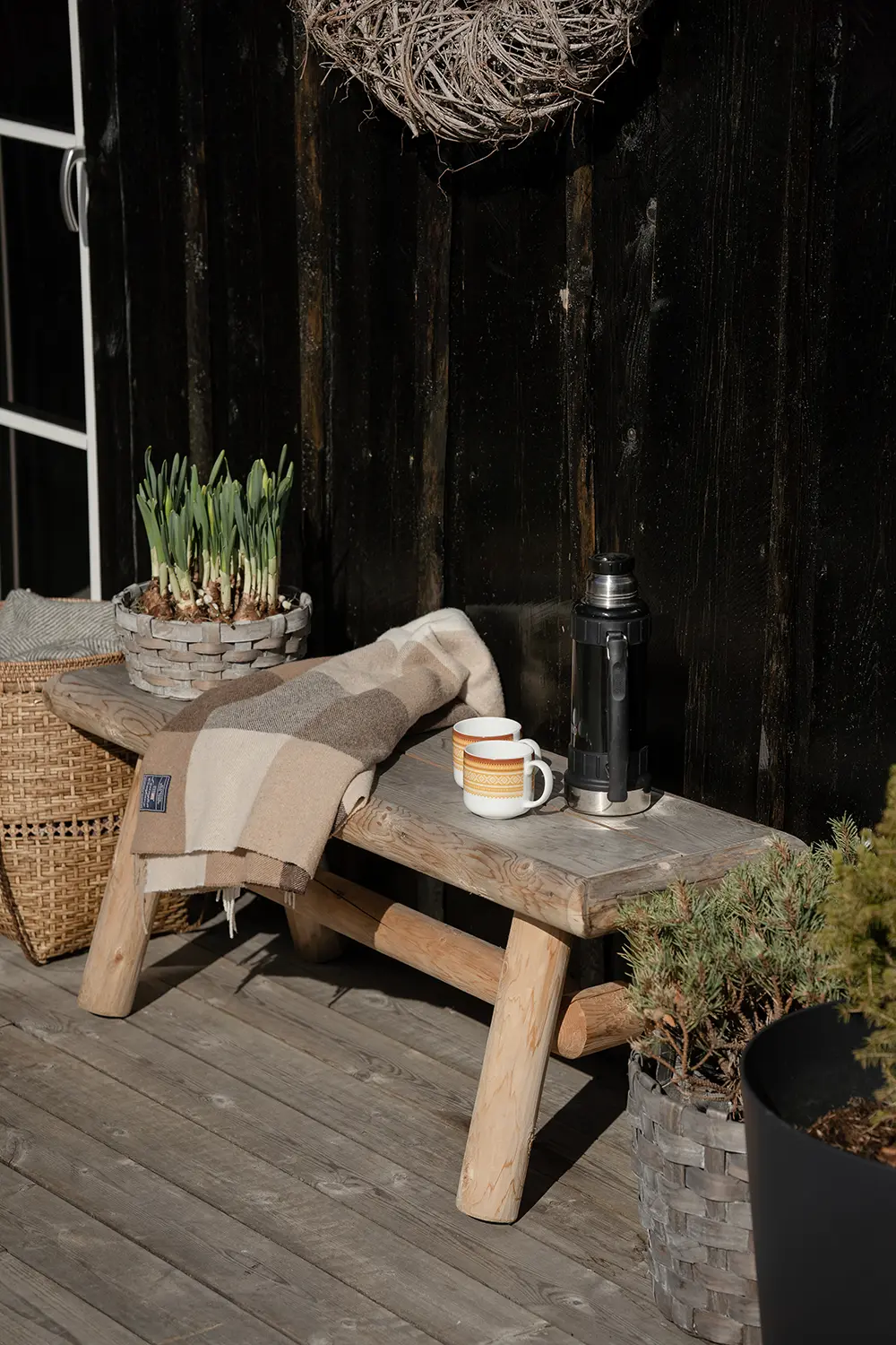 Log bänk cederträ 120 cm