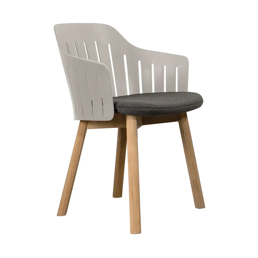 Choice matstol taupe/teak med vadderad sits