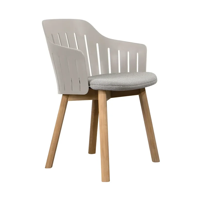 Choice matstol taupe/teak med vadderad sits