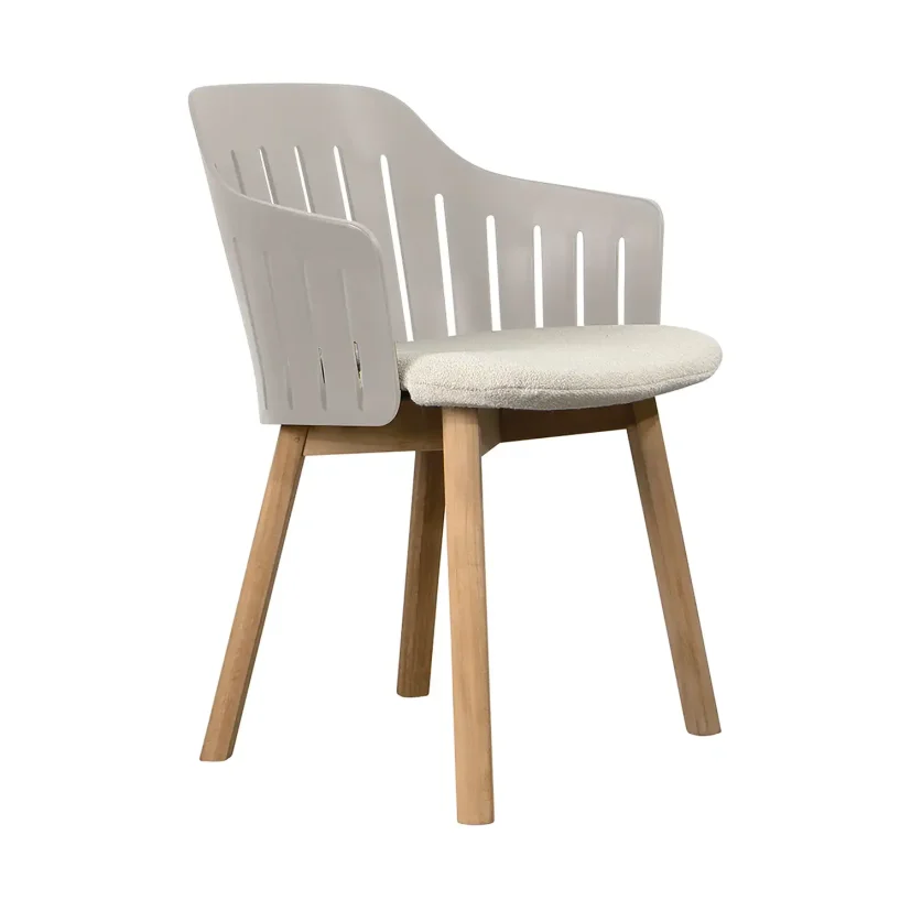 Choice matstol taupe/teak med vadderad sits