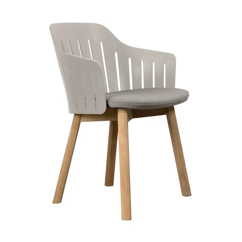 Choice matstol taupe/teak med vadderad sits
