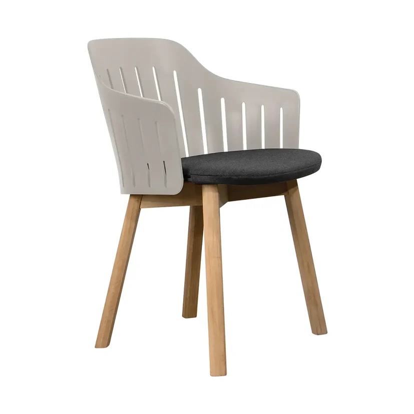 Choice matstol taupe/teak med vadderad sits