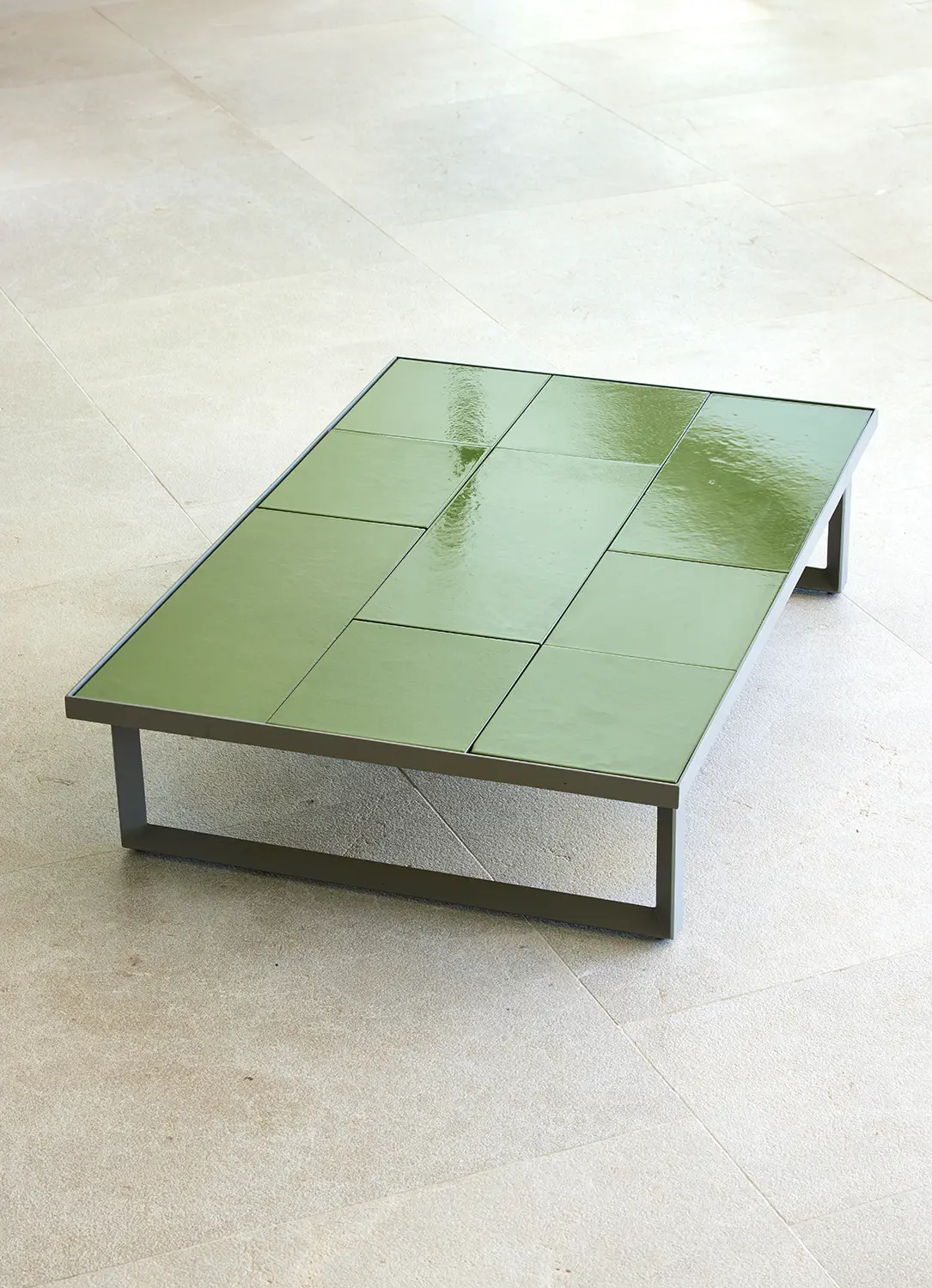 Glaze soffbord Taupe/grön lavasten 120x70 cm