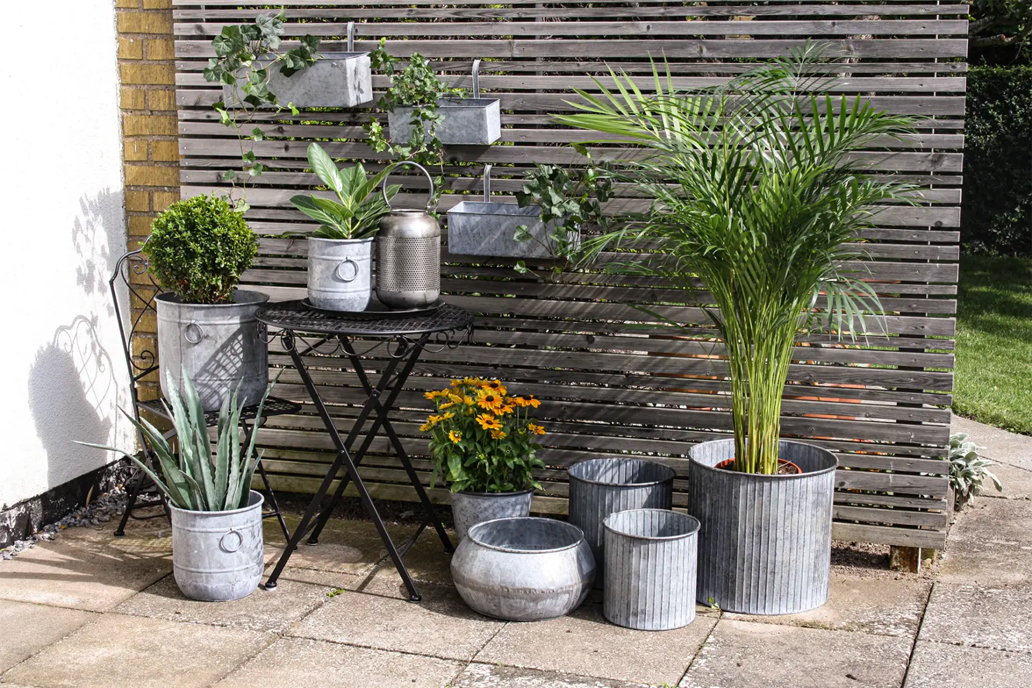 Kruka Zink Cylinder randig Ø40 cm