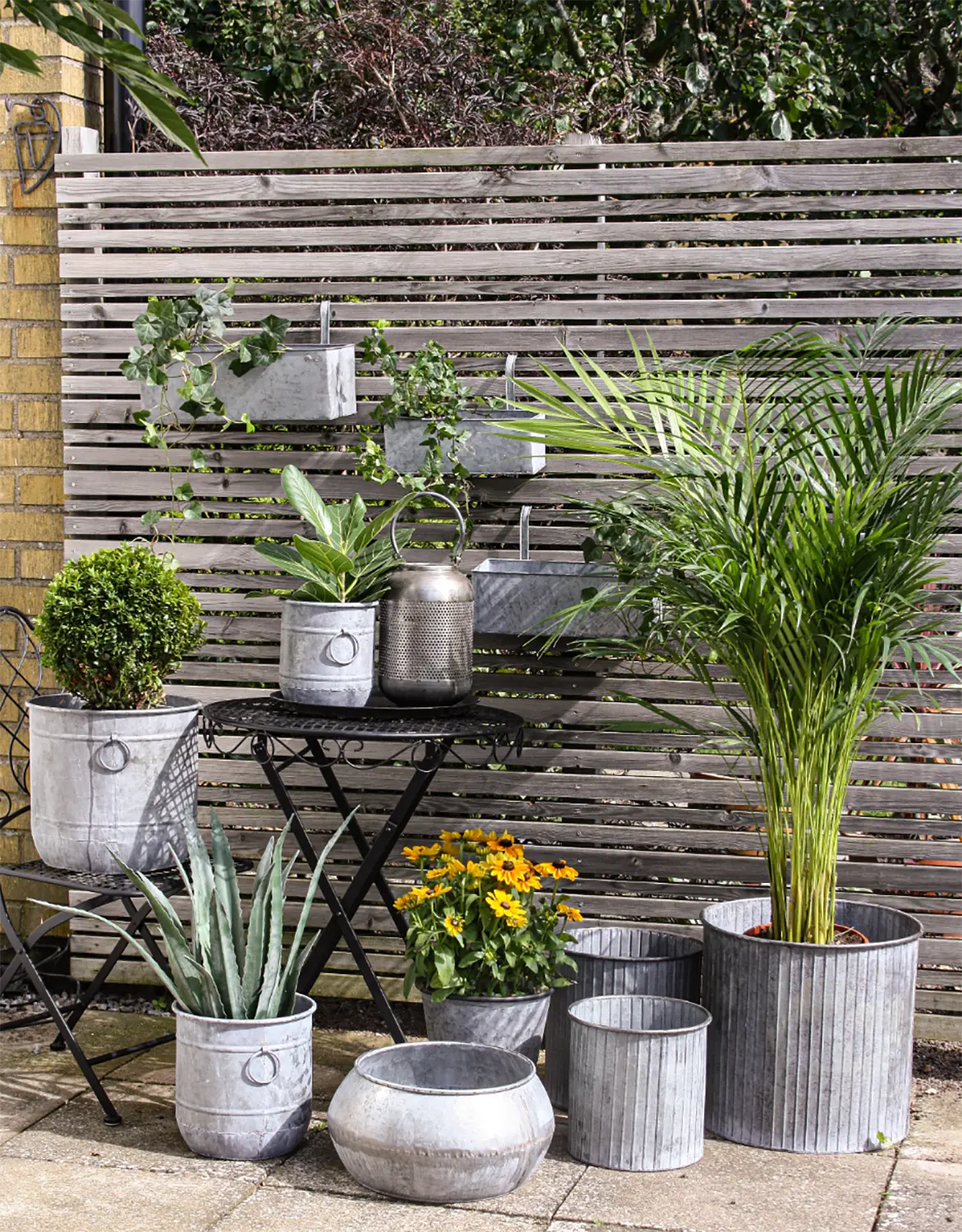 Kruka Zink Cylinder randig Ø40 cm