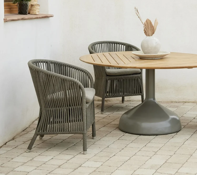 Glaze matbord Taupe/Teak Ø144 cm