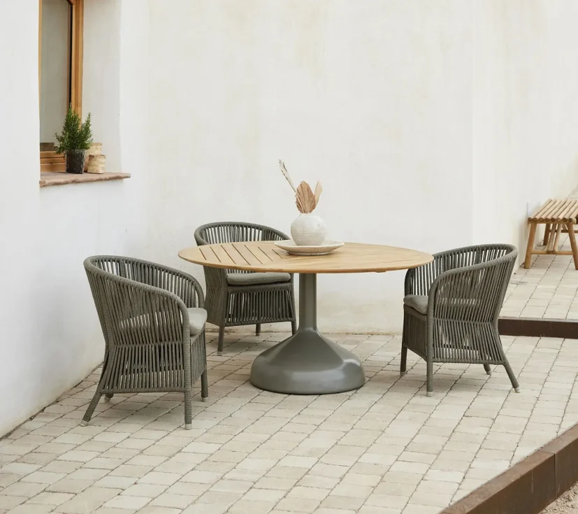 Glaze matbord Taupe/Teak Ø144 cm