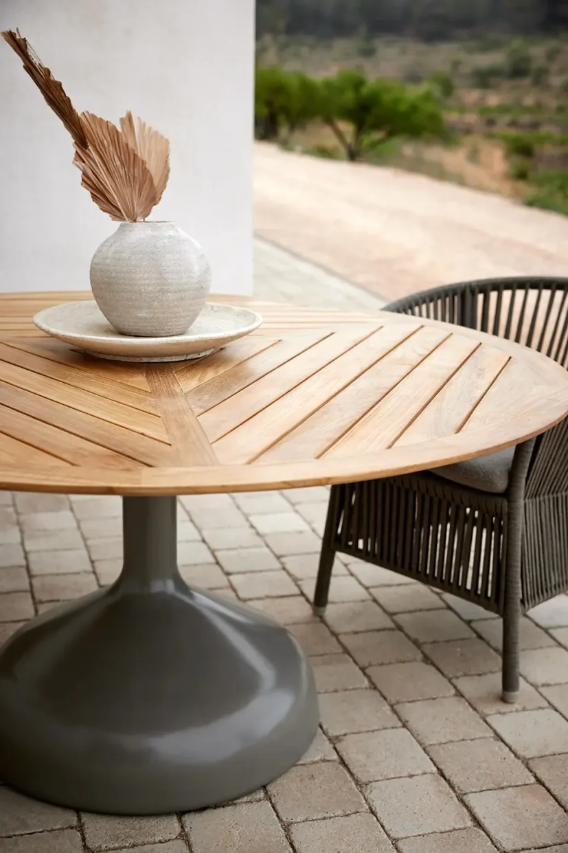 Glaze matbord Taupe/Teak Ø144 cm