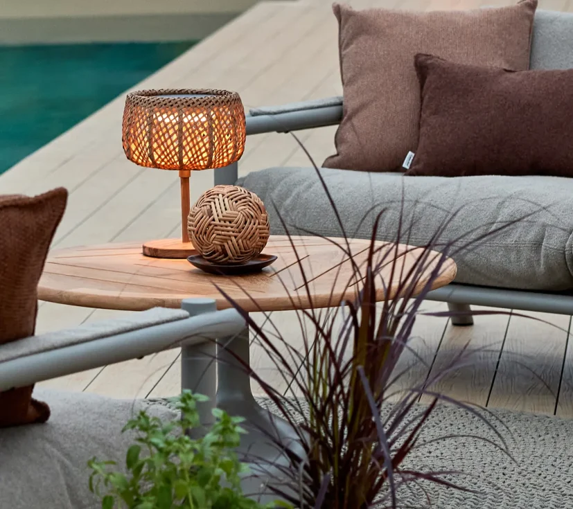 Glaze soffbord Olivgrön/Teak Ø80 cm