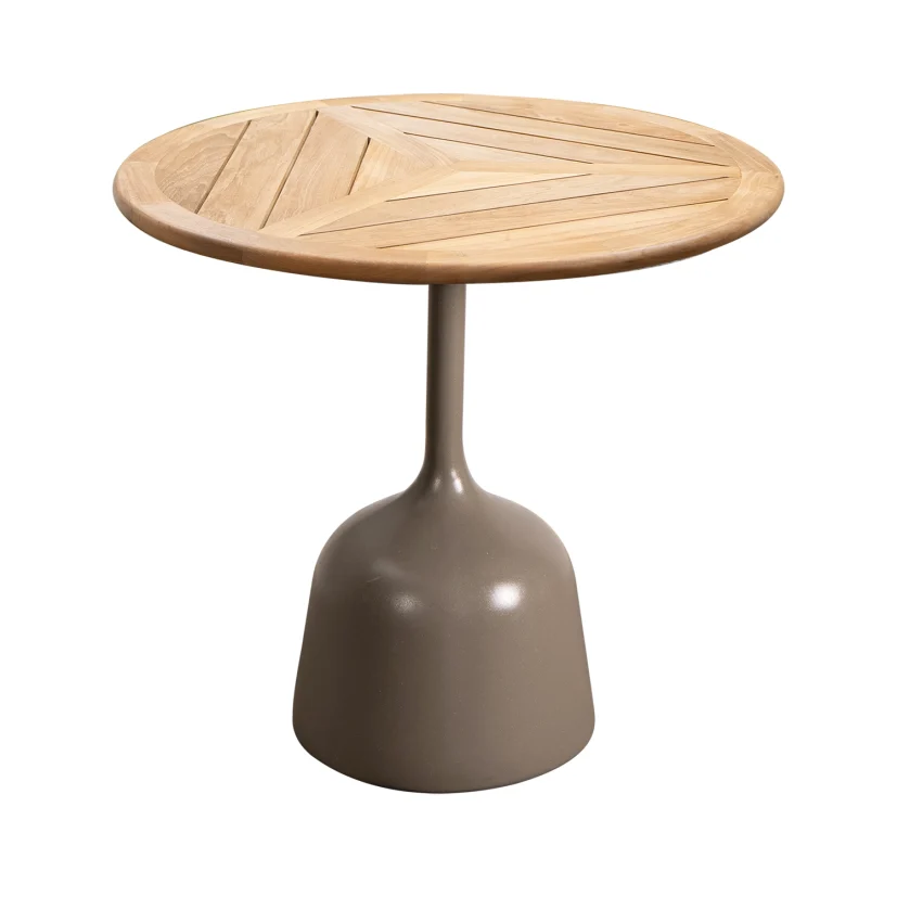 Glaze soffbord Taupe/Teak Ø60 cm