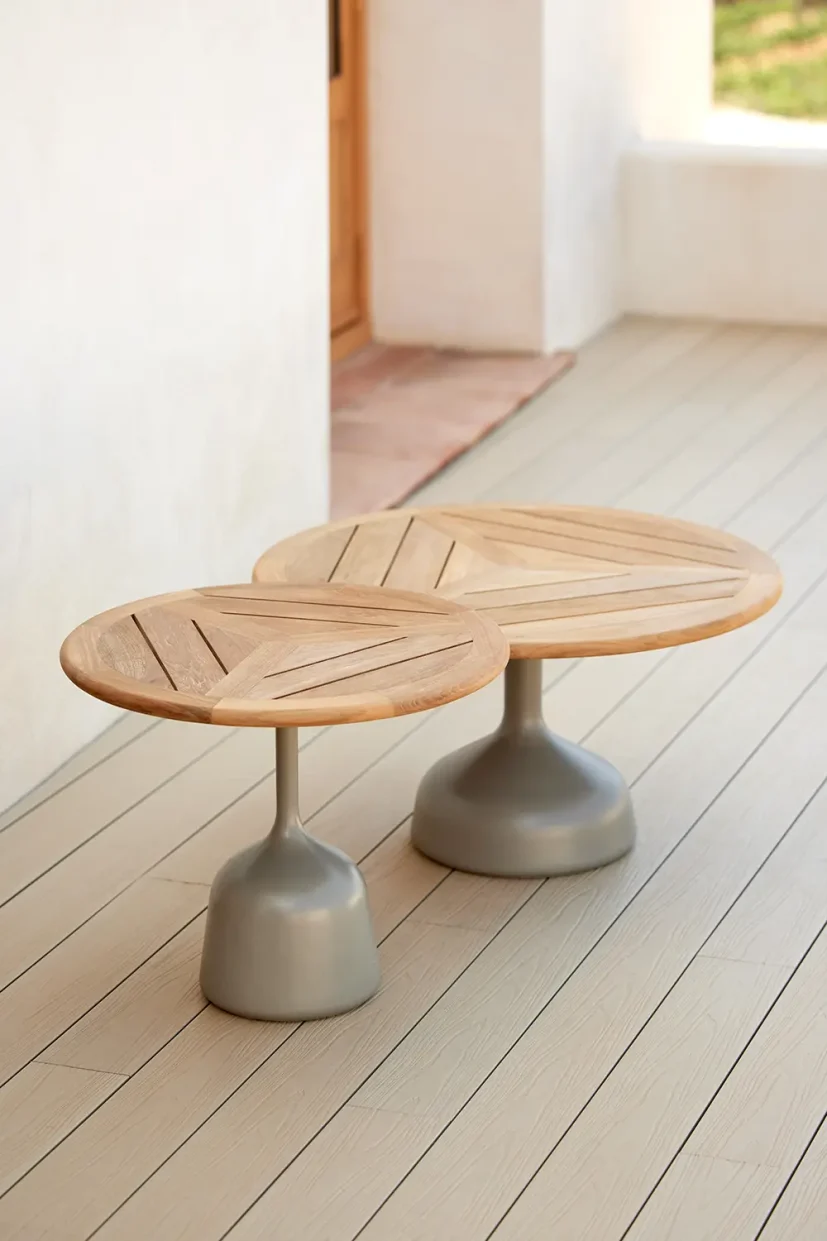 Glaze soffbord Olivgrön/Teak Ø80 cm