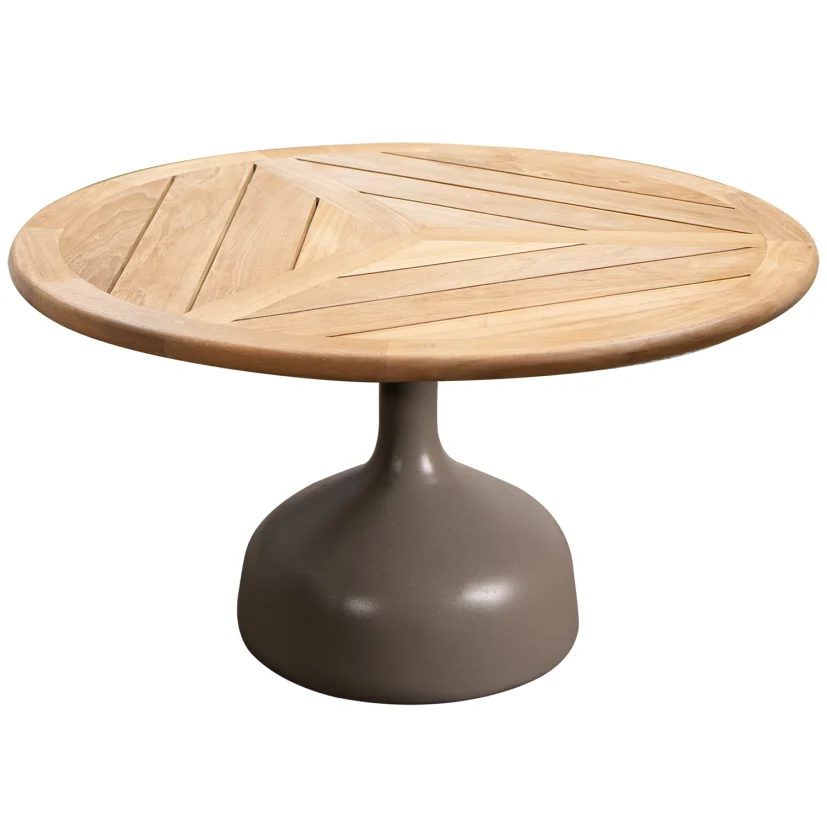 Glaze soffbord Taupe/Teak Ø80 cm