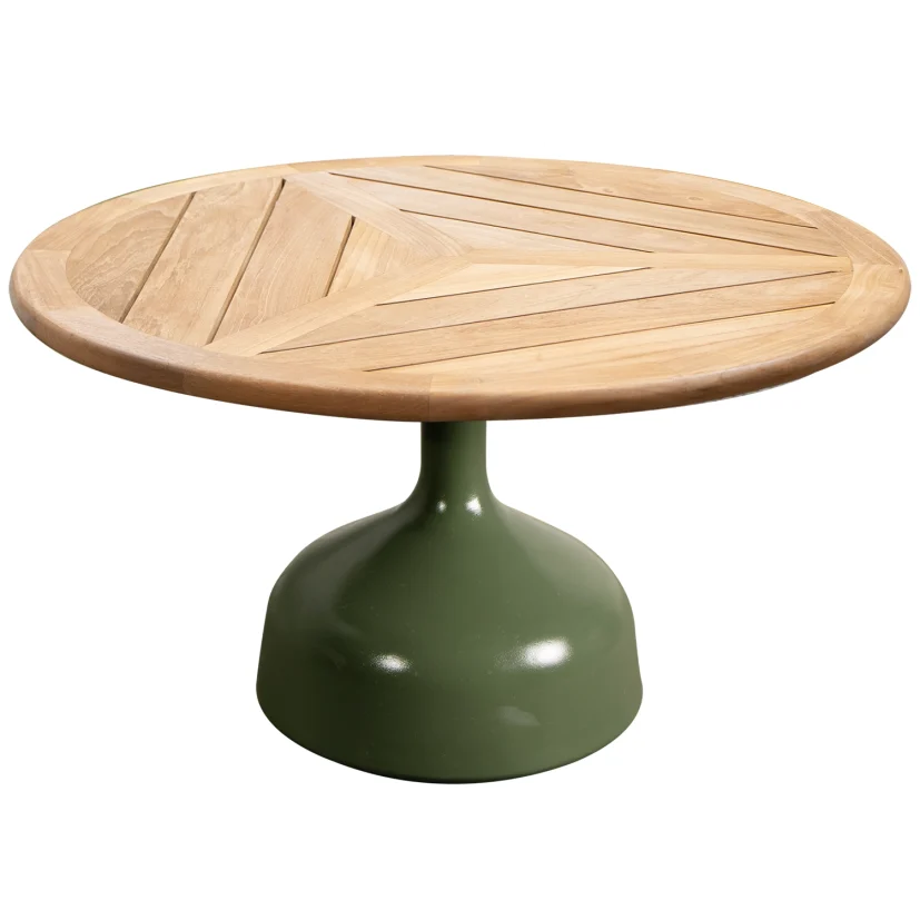Glaze soffbord Olivgrön/Teak Ø80 cm