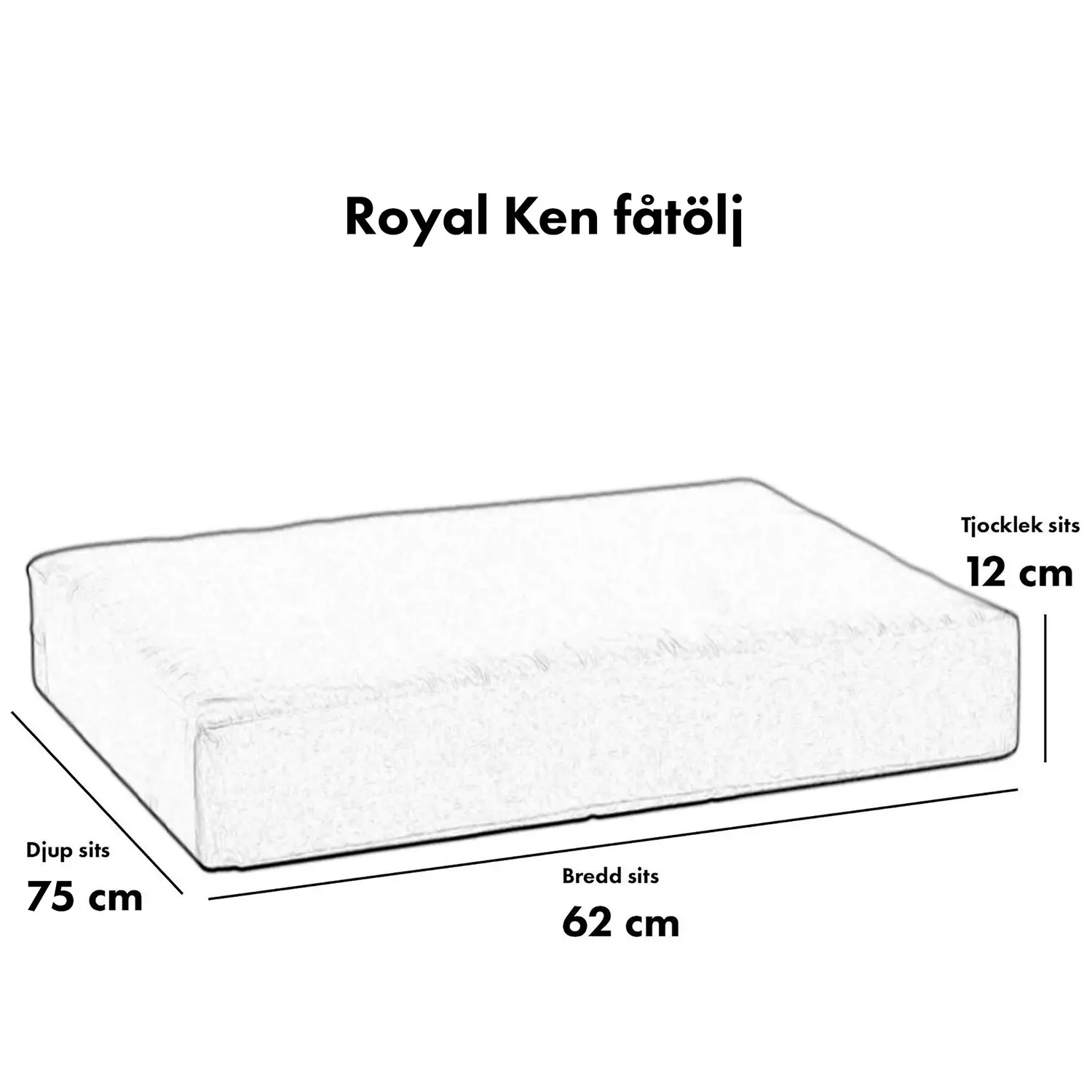 Royal Ken fåtöljdyna ljusgrå 62x75 cm