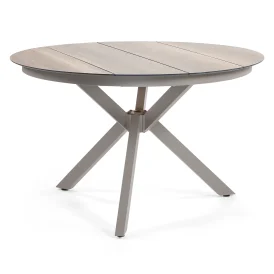 York matbord khaki/trälook-  Ø120 cm