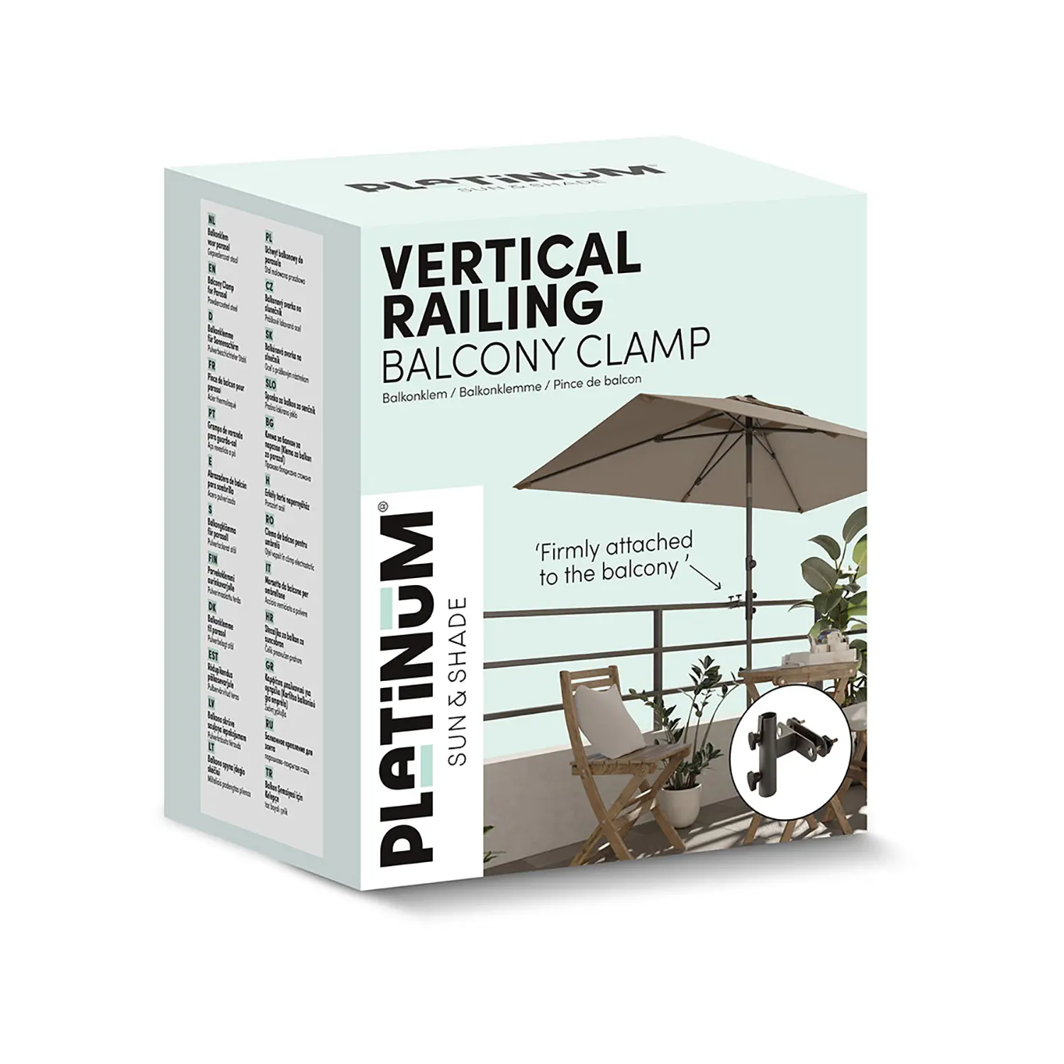 Parasollfäste vertikalt räcke, Ø38 mm