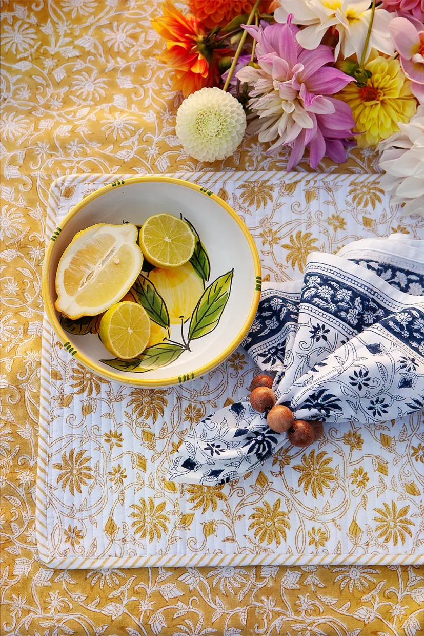 Bordsduk Margerita yellow olive 150x230 cm