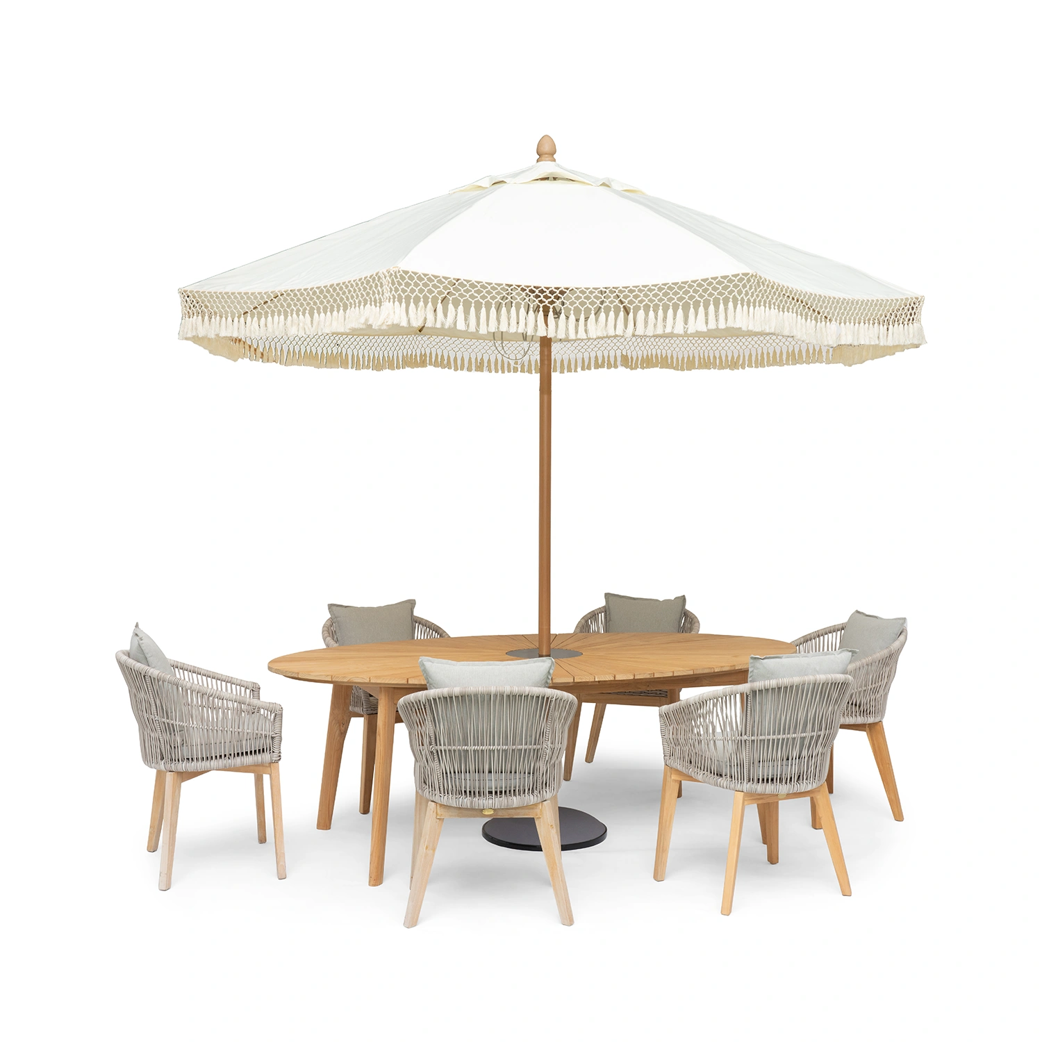 Himmelsnäs/Sandhammaren matgrupp beige, 6 stolar 220x100 cm
