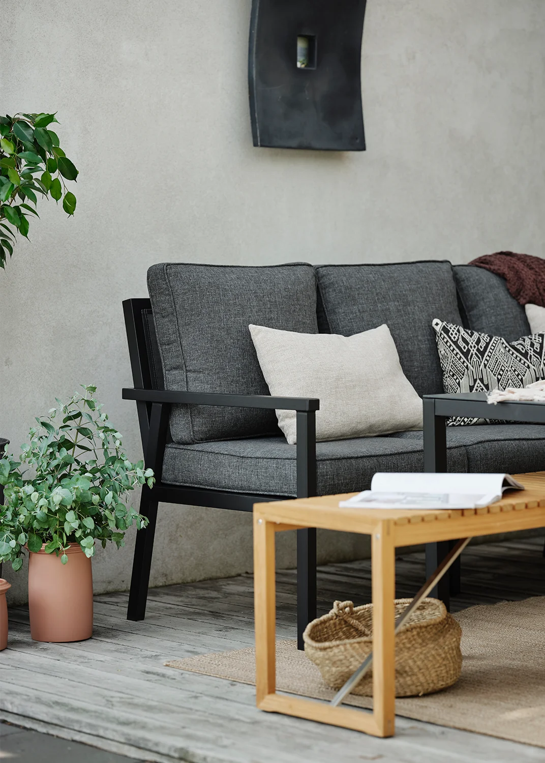 Rana hörnsoffa svart/onyx, Hög liten 195/195 cm