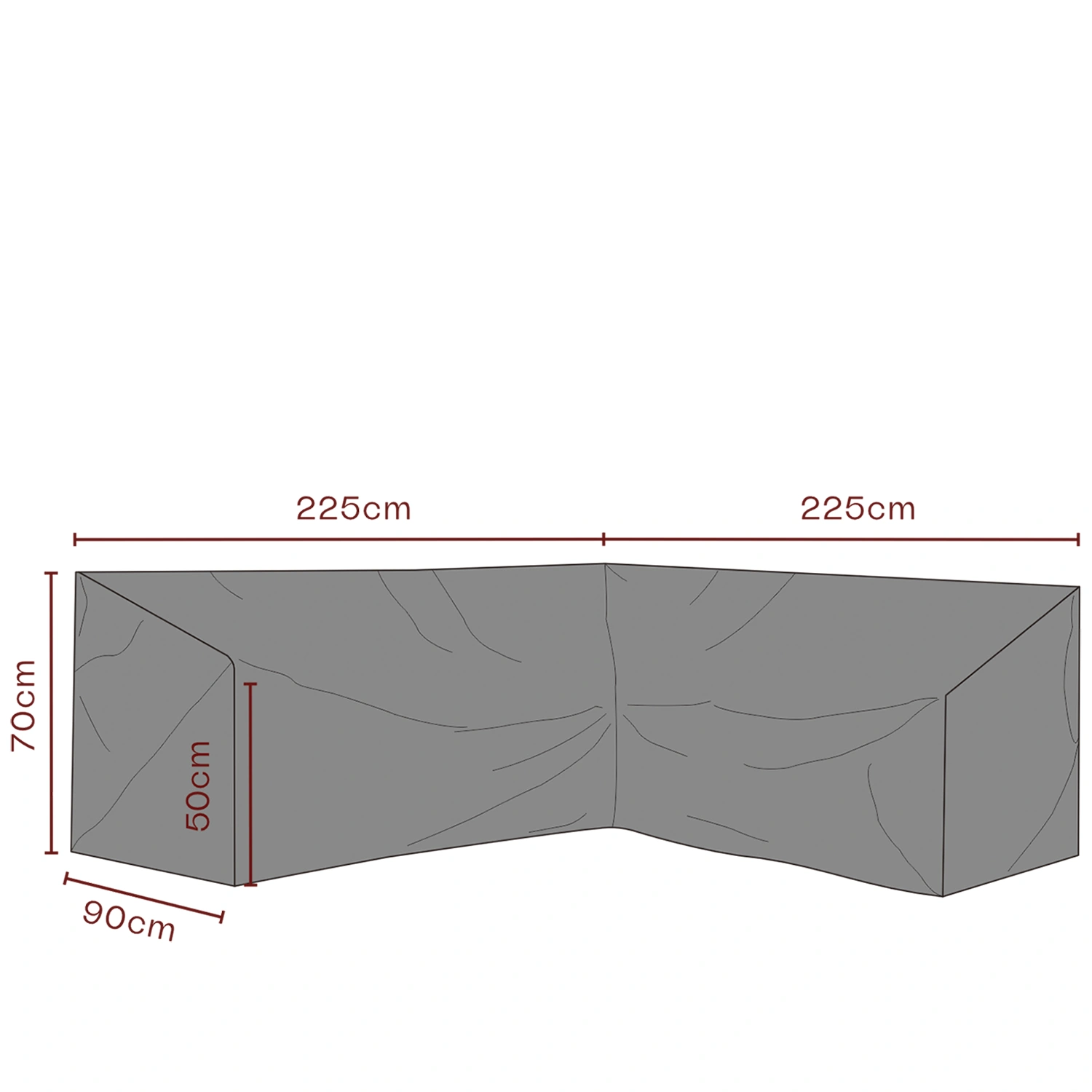 Hörnsoffskydd - Vattentät, V225/H225x90xH70 cm