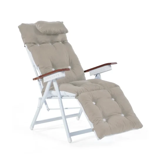 By Kila Baden Baden stol med träarmstöd - vit med Fritab flockdyna