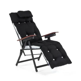 By Kila Baden Baden stol med träarmstöd - svart med Fritab flockdyna