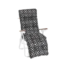 Varax Baden Baden stol med träarmstöd - vit/svart mönstrad