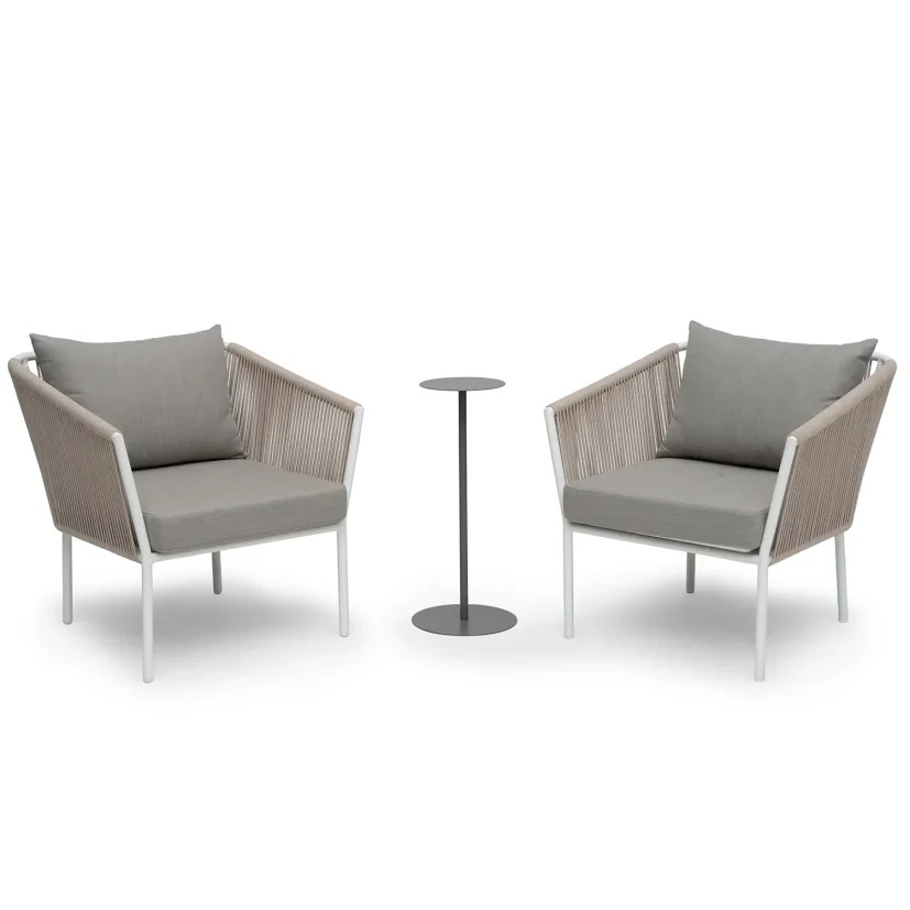 Hillerstorp Lersund/Jet Set fåtöljgrupp vit/beige