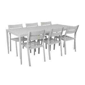 Delia/Bigby matgrupp ljusgrå - 6 stolar, 195x90 cm