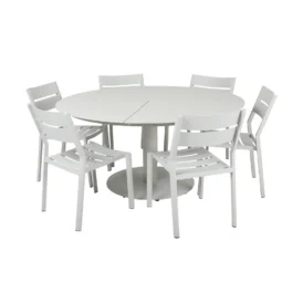 Delia/Peace matgrupp ljusgrå - 6 stolar, Ø150 cm