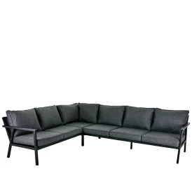 Rana hörnsoffa stor låg svart, 224/291 cm