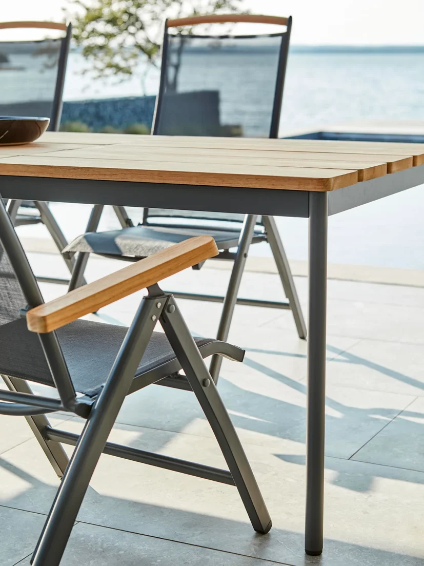 Andy/Nox matgrupp antracit/teak, 6 stolar 238x90 cm