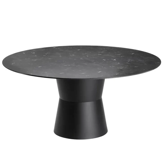 Nidaba matbord Svart/Svart marmor HPL, Ø160 cm