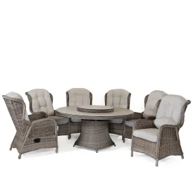 Rio/Hastings matgrupp drivved/beige allväder - 6 stolar, Ø150 cm