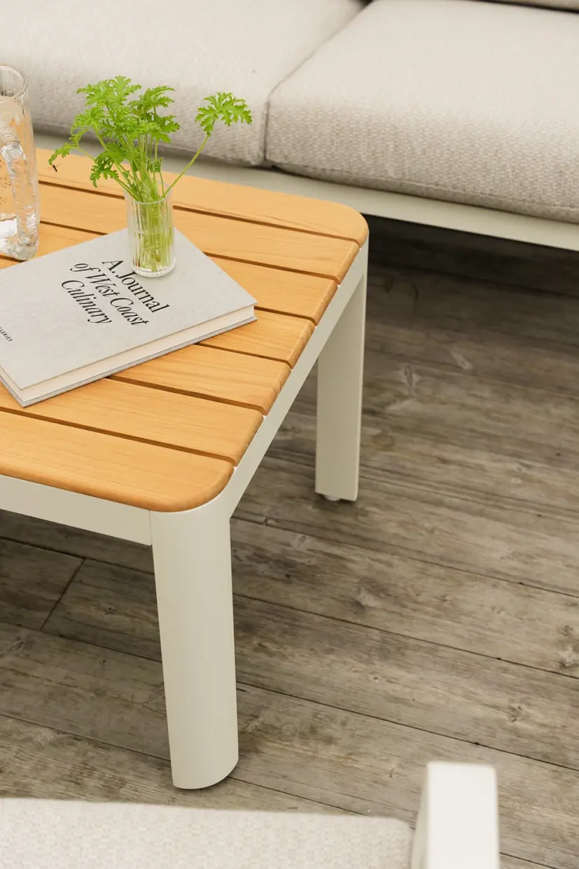 Verona hörnsoffgrupp Natur twist/Beige inkl soffbord teak