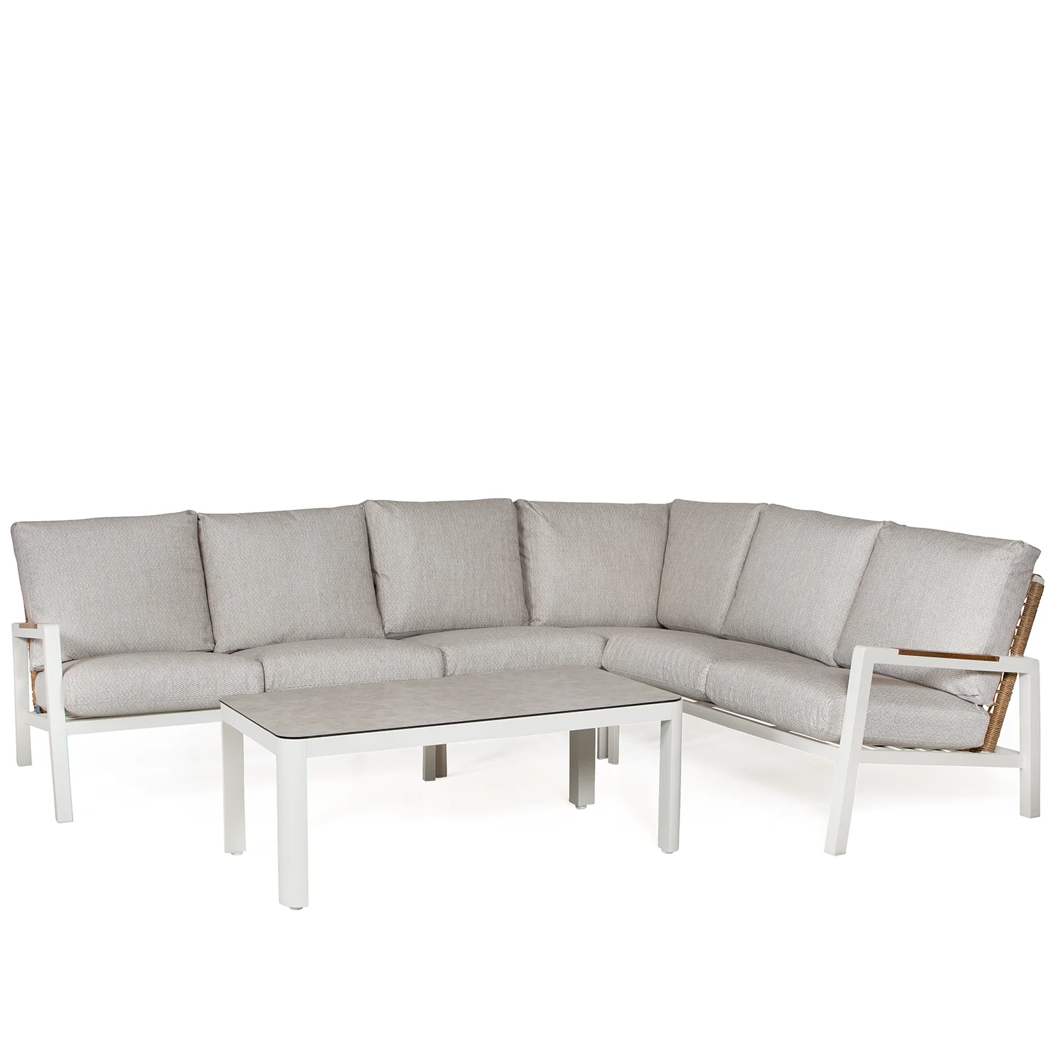 Product Image for Verona hörnsoffa inkl. soffbord med 3D-print glastopp