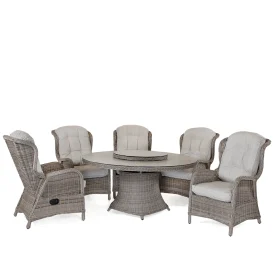 Rio/Hastings matgrupp drivved/beige allväder - 5 stolar, Ø150 cm