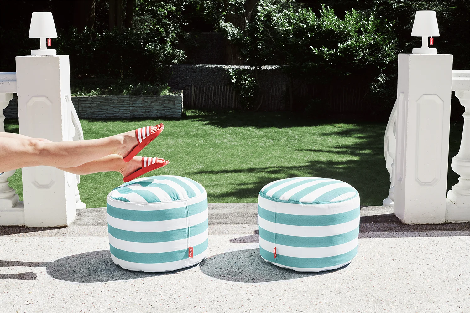 Point outdoor sittpuff stripe azur