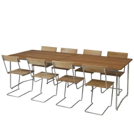 Klassikergrupp teak / varmförzinkat - 8 Stol 1, B31 230 cm