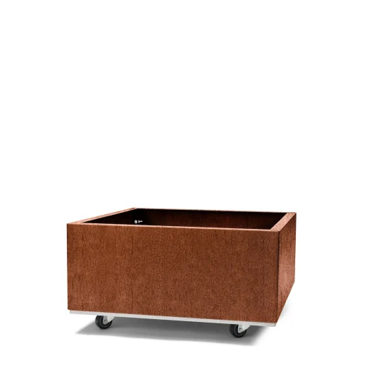 BEDD odlingslåda med ben/hjul, naturrost 60x60x25 cm