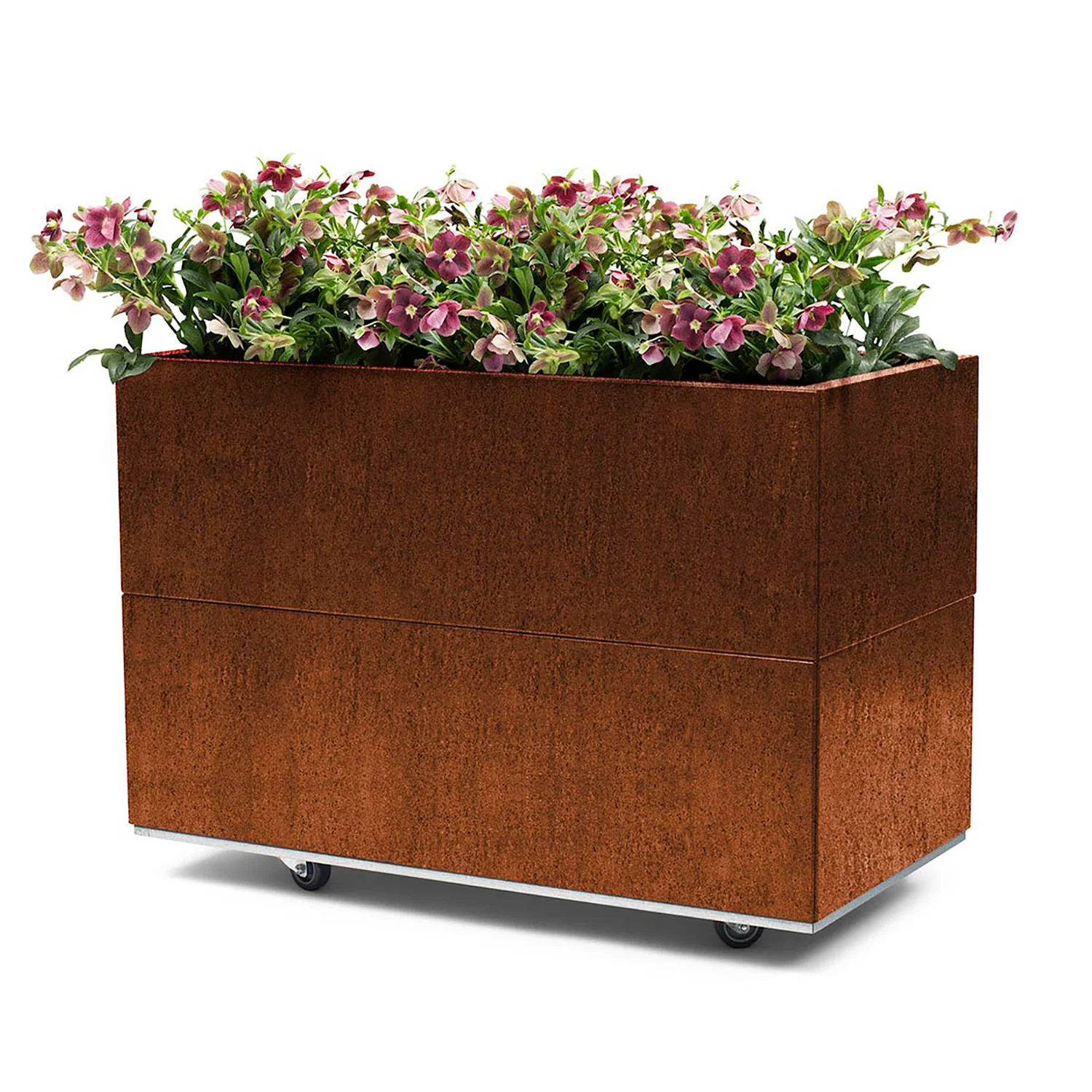 BEDD odlingslåda med ben/hjul, naturrost 80x40x50 cm