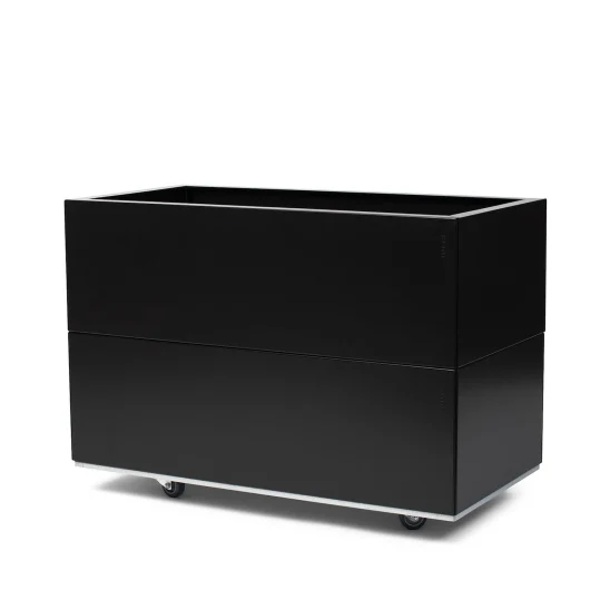 BEDD odlingslåda med ben/hjul, Svartlack 80x40x50 cm