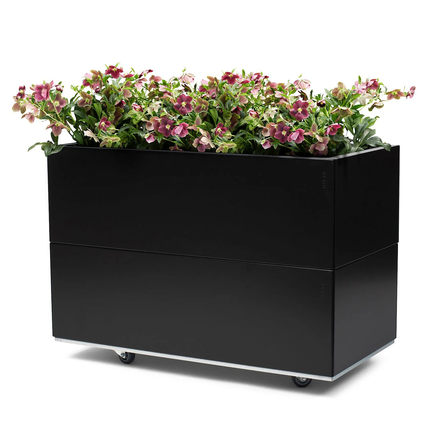 BEDD odlingslåda med ben/hjul, Svartlack 80x40x50 cm