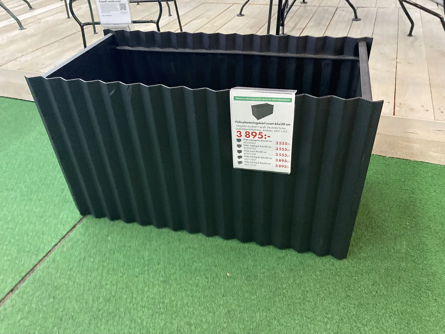 SMD Vida planteringskärl svart 63x30 cm