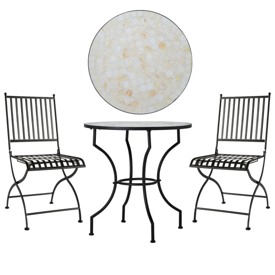 Venice/Trieste caféset svart/offwhite, Ø70 cm