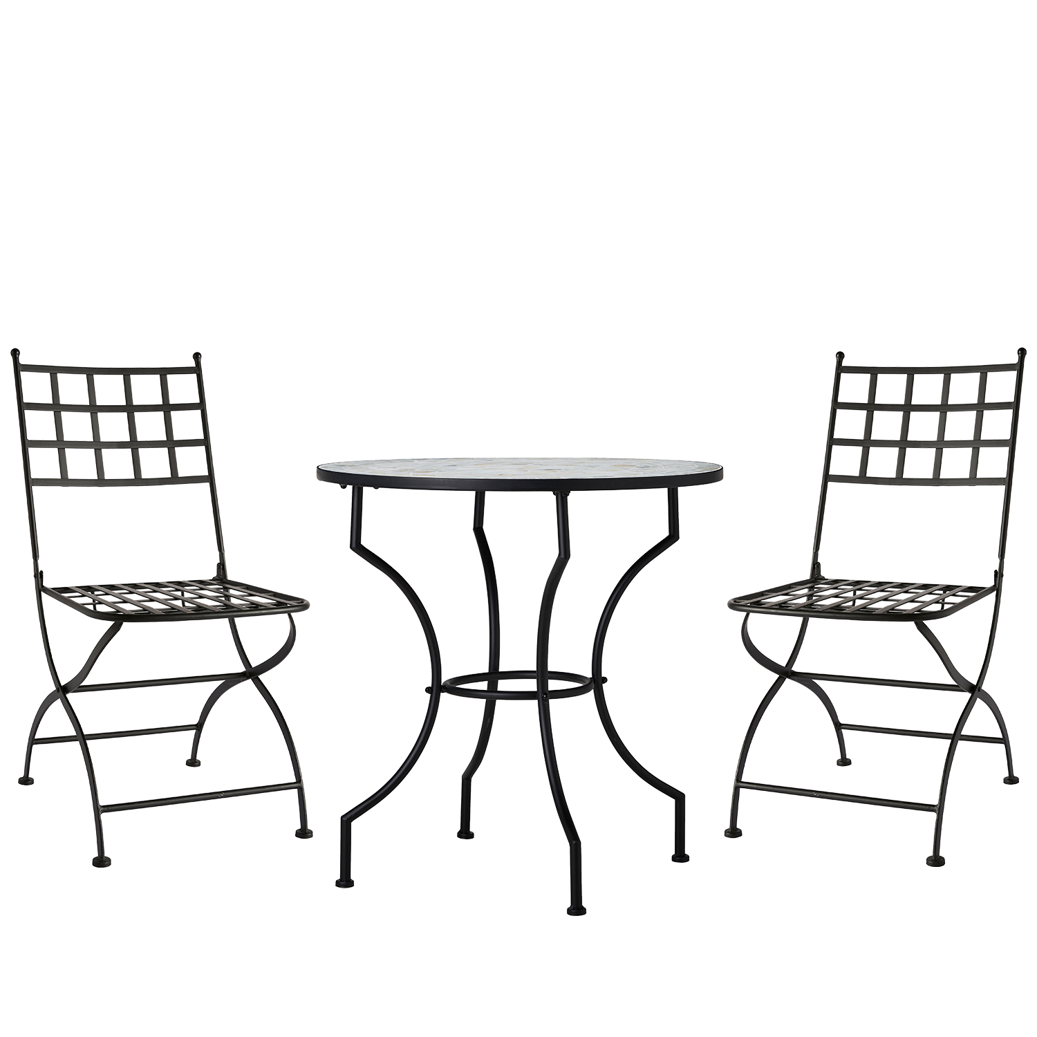 Venice/Trieste caféset svart/offwhite, Ø70 cm