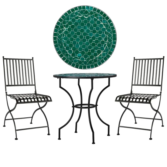 Venice/Trieste caféset svart/grön, Ø70 cm